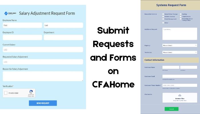 Submit Requests and Forms on CFAHome